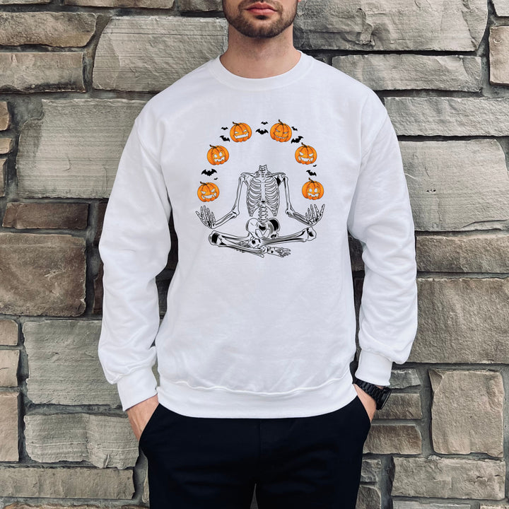 Pumpkin Skeleton Halloween Sweatshirt Crewneck, Halloween Party Pumpkin Skeleton Lover Sweatshirt Gift For Men Women