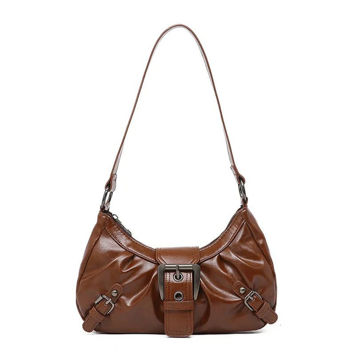 Y2K Retro Pleated Hobo Shoulder Bag for Women | Maillard Underarm Clutch Handbag