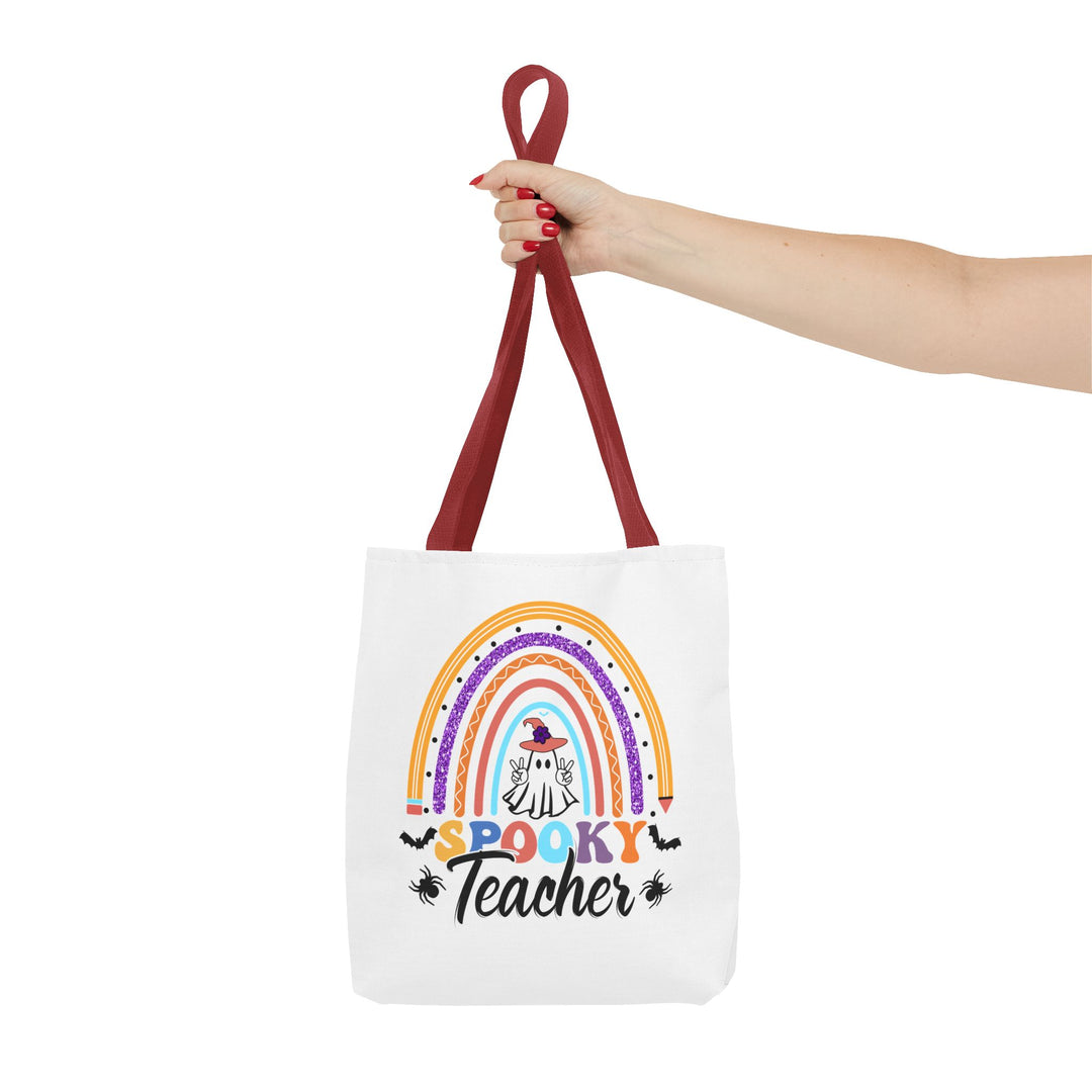 Spooky Teacher Rainbow Halloween Teacher Tote Bag, Halloween Party Pumpkin Ghost Witch Teaching Lover Tote Bag Gift For Men Women