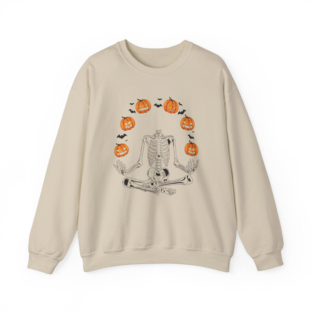 Pumpkin Skeleton Halloween Sweatshirt Crewneck, Halloween Party Pumpkin Skeleton Lover Sweatshirt Gift For Men Women