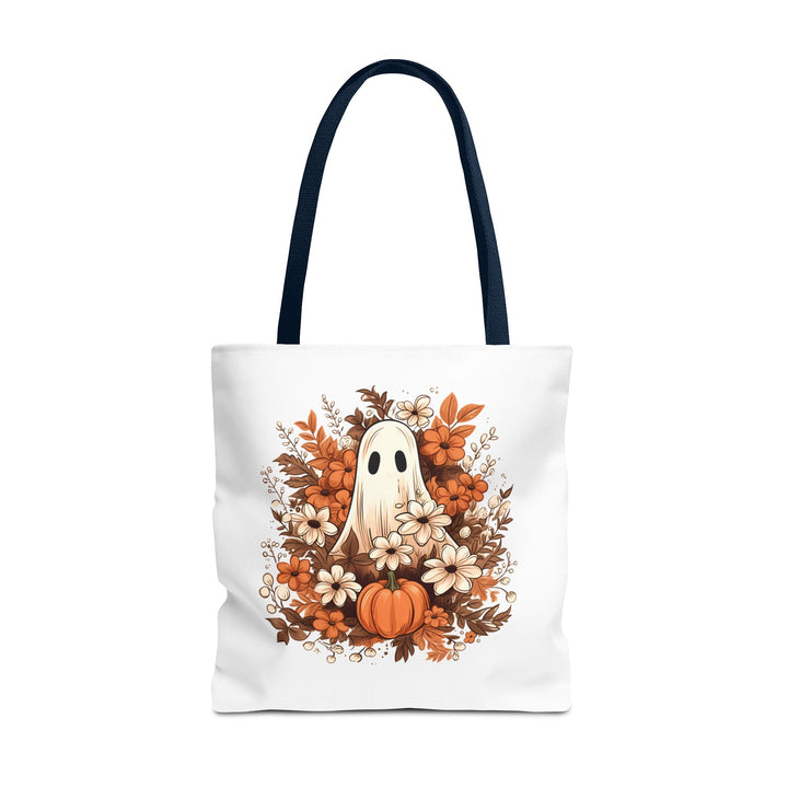 Floral Ghosts Halloween Tote Bag, Halloween Party Pumpkin Ghost Flowers Lover Tote Bag Gift For Men Women