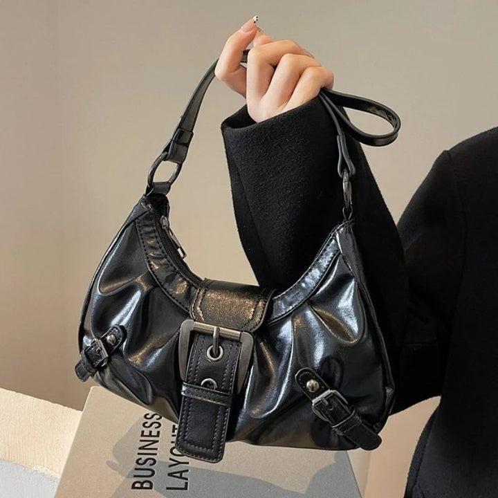 Y2K Retro Pleated Hobo Shoulder Bag for Women | Maillard Underarm Clutch Handbag