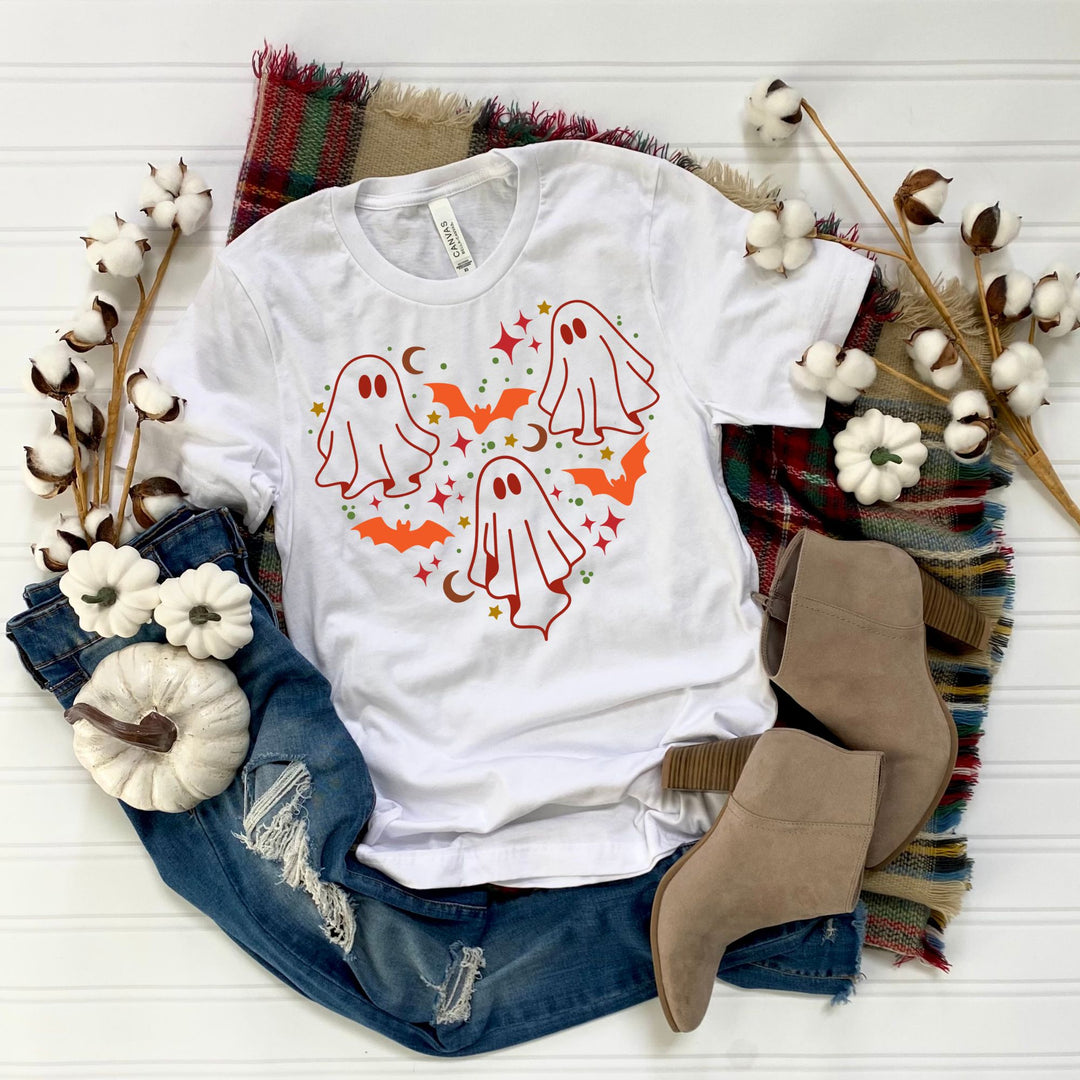 Ghosts Heart Halloween Tshirt, Halloween Party Pumpkin Scary Ghost Lover Shirt Gift For Men Women