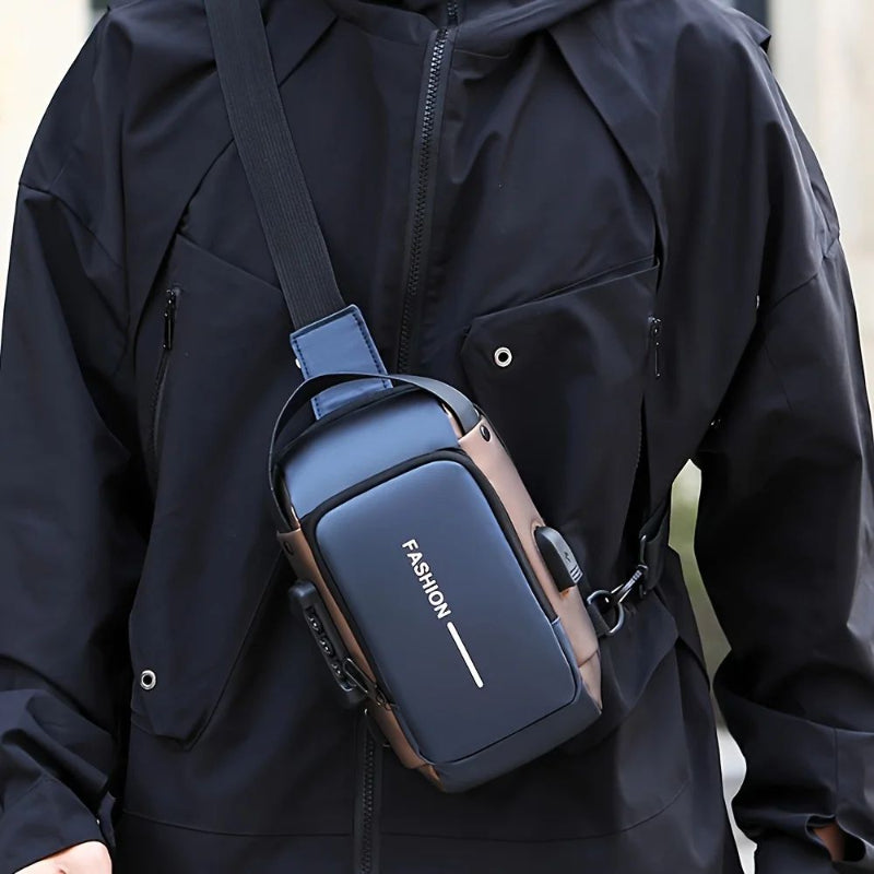 Stylish Men's Sling Bag – Durable Oxford Fabric Crossbody Chest Pack with Phone Pocket