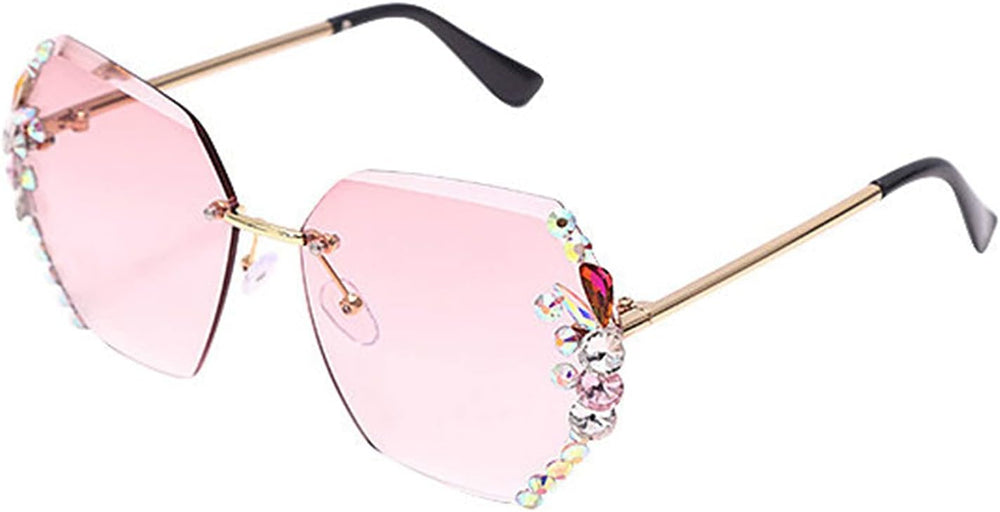 Willochra Square Crystal Sunglasses Women Shades Rimless