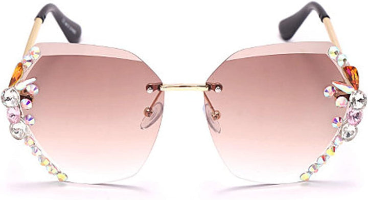 Willochra Square Crystal Sunglasses Women Shades Rimless