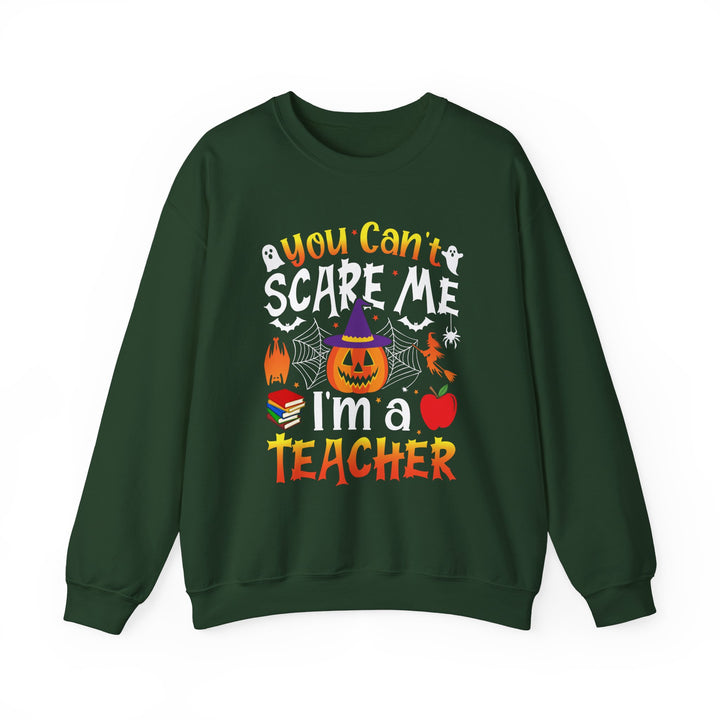 You Can't Scare Me I Am A Teacher Halloween Teacher Sweatshirt Crewneck, Halloween Party Ghost Witch Teaching Sweatshirt Gift For Men Women