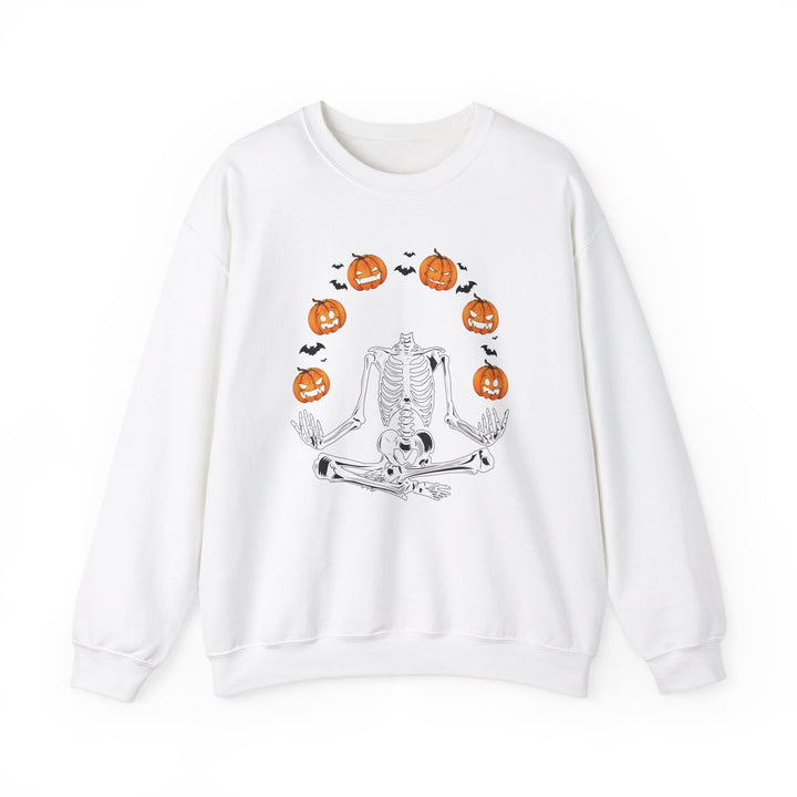 Pumpkin Skeleton Halloween Sweatshirt Crewneck, Halloween Party Pumpkin Skeleton Lover Sweatshirt Gift For Men Women