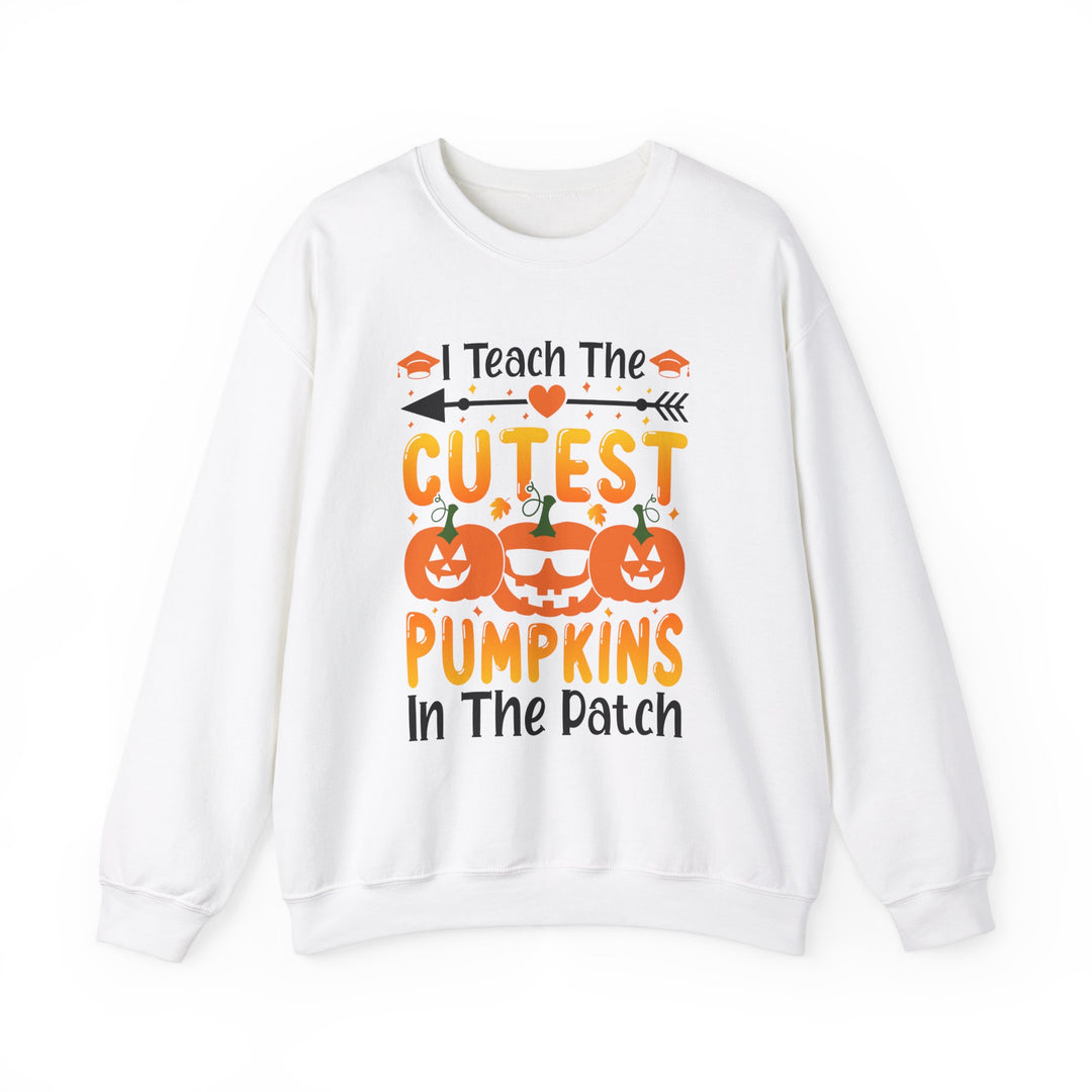 I Teach The Cutest Pumpkins In The Patch Halloween Teacher Sweatshirt Crewneck, Halloween Party Skeleton Ghost Lover Sweatshirt Men Women