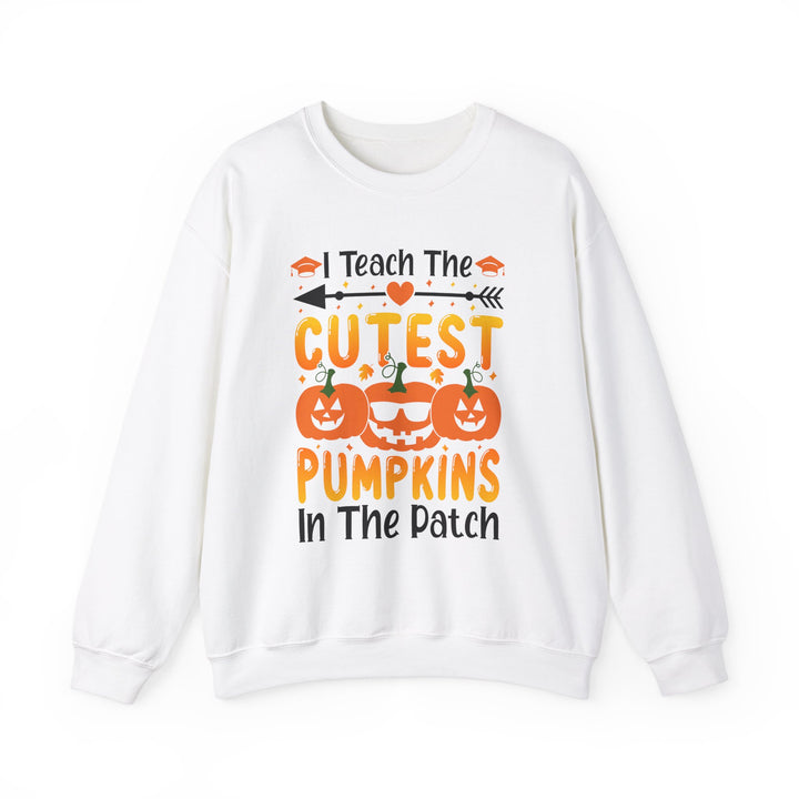 I Teach The Cutest Pumpkins In The Patch Halloween Teacher Sweatshirt Crewneck, Halloween Party Skeleton Ghost Lover Sweatshirt Men Women