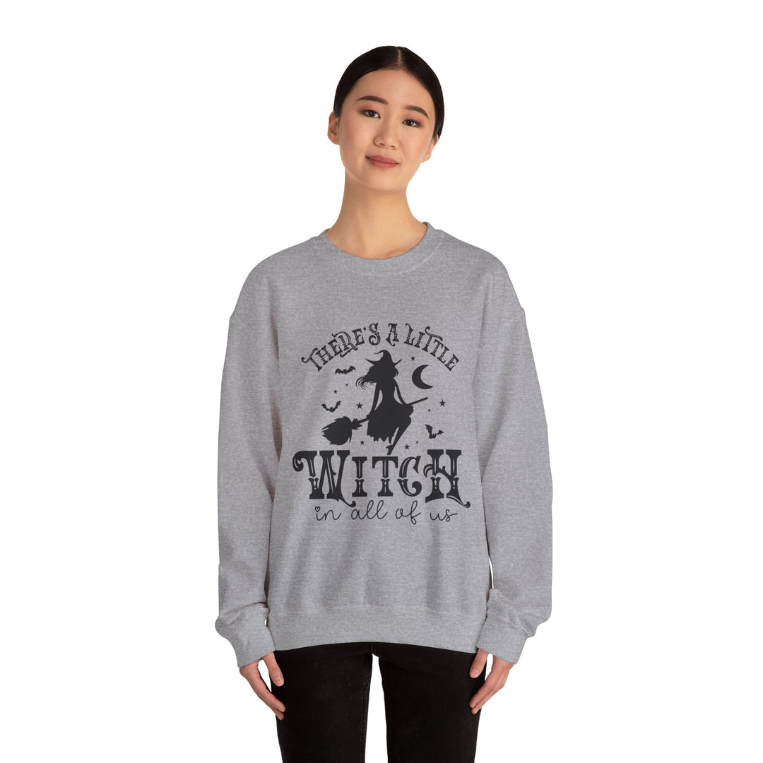 There's A Little Witch In All Of Us Halloween Sweatshirt Crewneck, Halloween Party Pumpkin Witch Lover Sweatshirt Gift For Girls Women