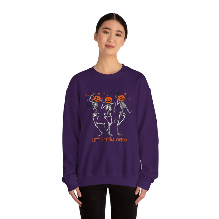 Let's Get Halloweird Dancing Skeleton Halloween Sweatshirt Crewneck, Halloween Party Pumpkin Skeleton Dance Sweatshirt Gift For Men Women