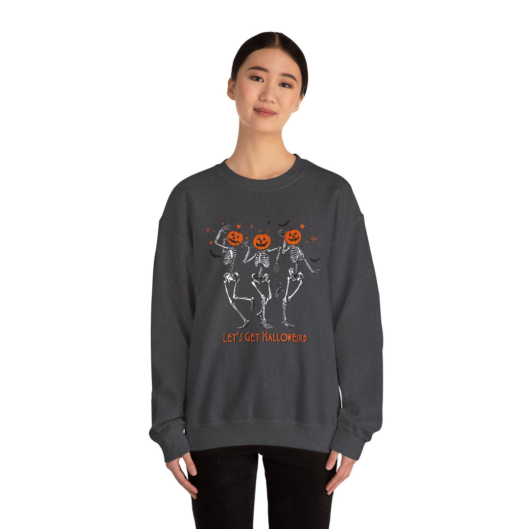 Let's Get Halloweird Dancing Skeleton Halloween Sweatshirt Crewneck, Halloween Party Pumpkin Skeleton Dance Sweatshirt Gift For Men Women