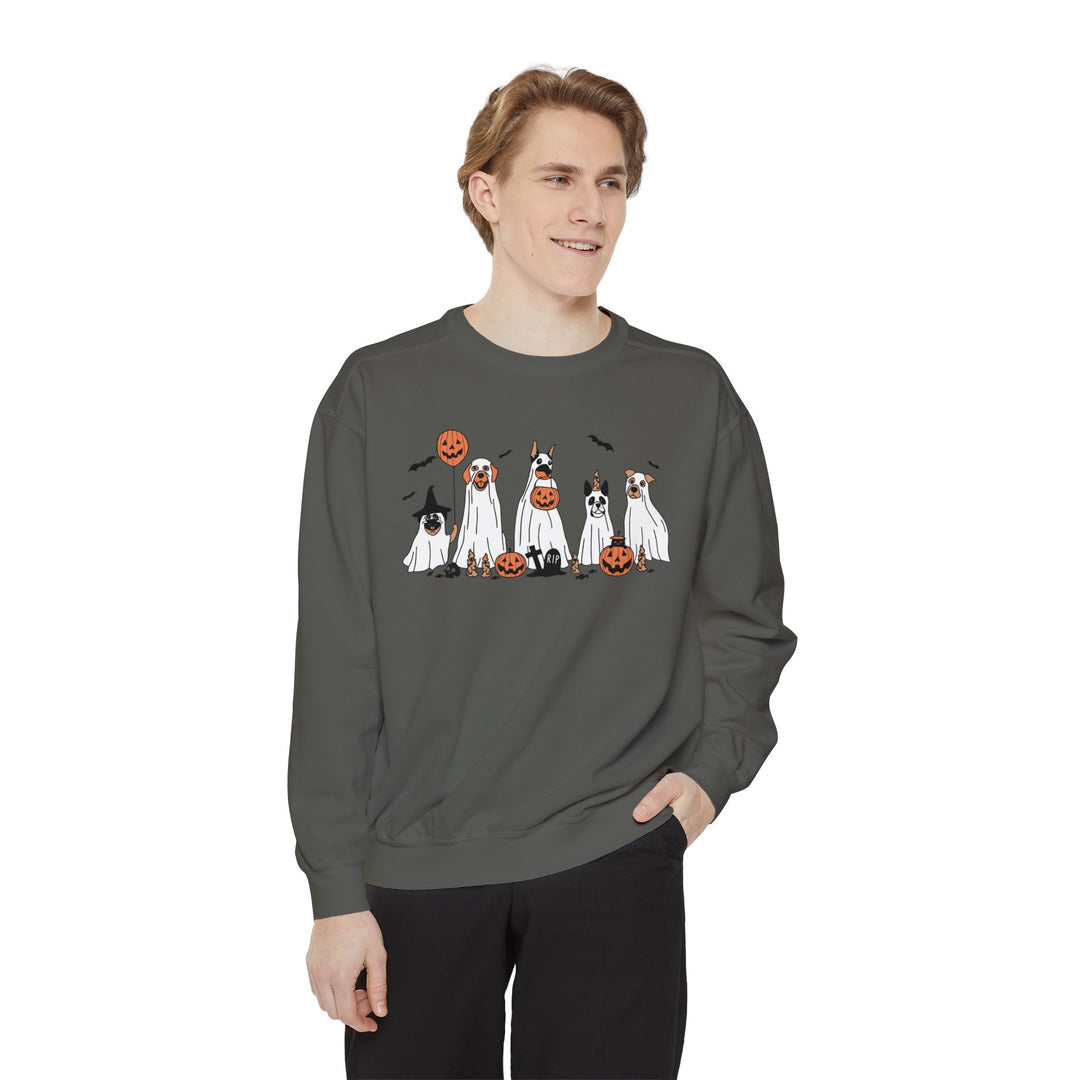 Dogs Halloween Sweatshirt For Dog Lover Owner, Halloween Party Pumpkin Dog Lovers Sweatshirt Gift For Dog Owners Men Women