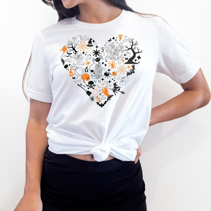 Halloween Ghosts Skeletons Heart Tshirt, Halloween Party Pumpkin Skeleton Ghost Lover Shirt Gift For Men Women