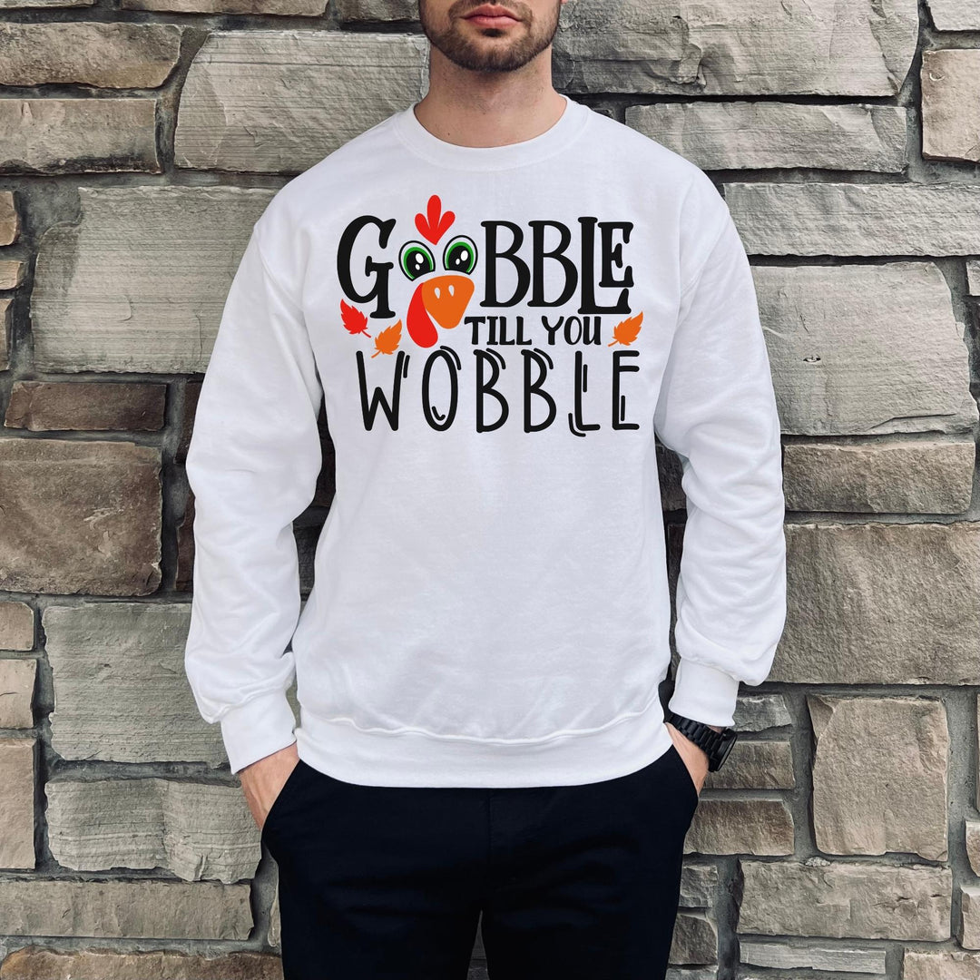 Gobble Till You Wobble Fall Thanksgiving Sweatshirt, Happy Thanksgiving Day Turkey Fall Autumn Lover Sweatshirt Gift For Men Women