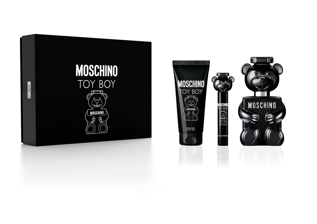 Moschino Toy Boy Gift Set For Men EDP Shower Gel Travel Spray 3 Piece 3.4 Oz
