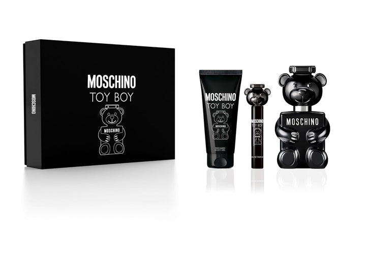 Moschino Toy Boy Gift Set For Men EDP Shower Gel Travel Spray 3 Piece 3.4 Oz