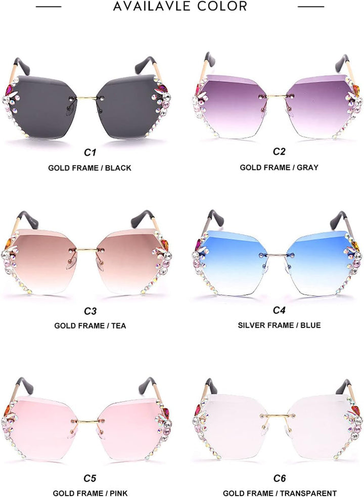 Willochra Square Crystal Sunglasses Women Shades Rimless
