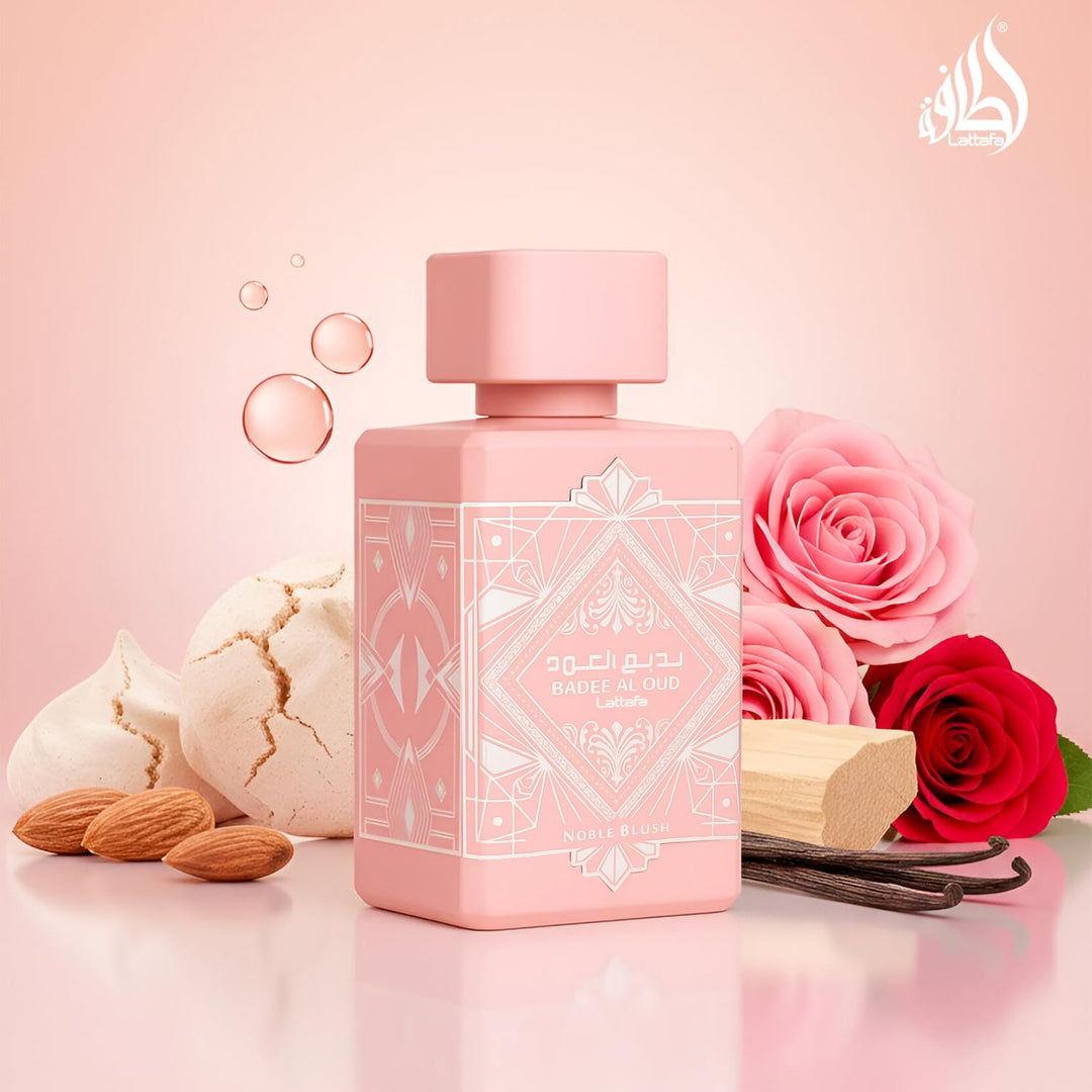 Lattafa Bade'e Al Oud Noble Blush EDP Unisex Vanilla Floral Fragrance 3.4 Oz
