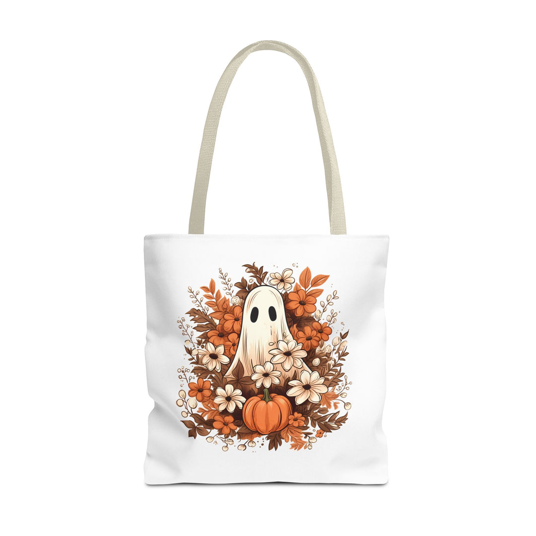 Floral Ghosts Halloween Tote Bag, Halloween Party Pumpkin Ghost Flowers Lover Tote Bag Gift For Men Women