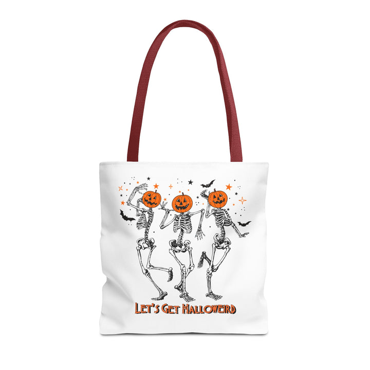 Let's Get Halloweird Dancing Skeleton Halloween Tote Bag, Halloween Party Pumpkin Skeleton Dance Tote Bag Gift For Men Women