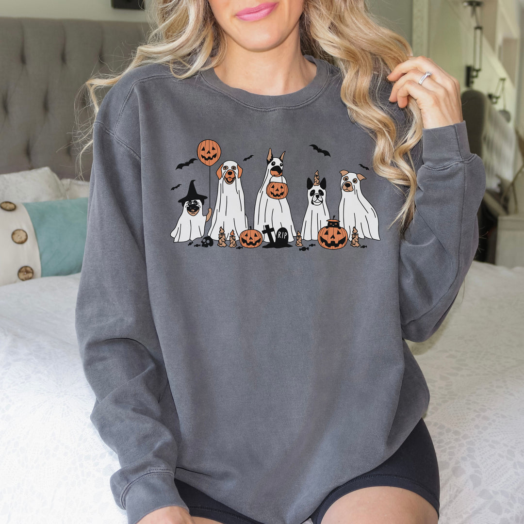 Dogs Halloween Sweatshirt For Dog Lover Owner, Halloween Party Pumpkin Dog Lovers Sweatshirt Gift For Dog Owners Men Women