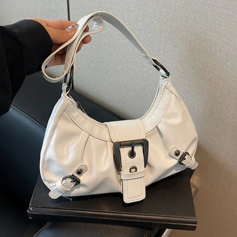 Y2K Retro Pleated Hobo Shoulder Bag for Women | Maillard Underarm Clutch Handbag