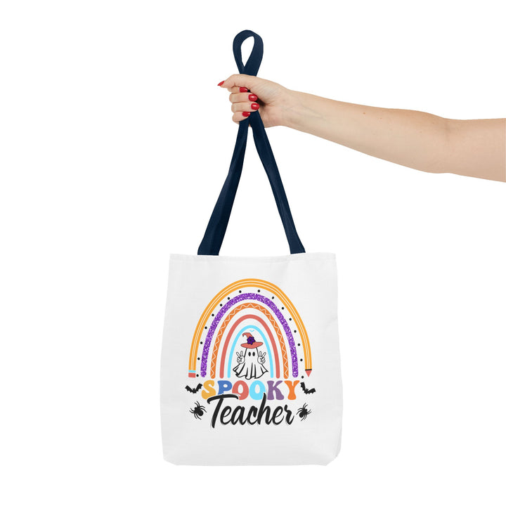 Spooky Teacher Rainbow Halloween Teacher Tote Bag, Halloween Party Pumpkin Ghost Witch Teaching Lover Tote Bag Gift For Men Women