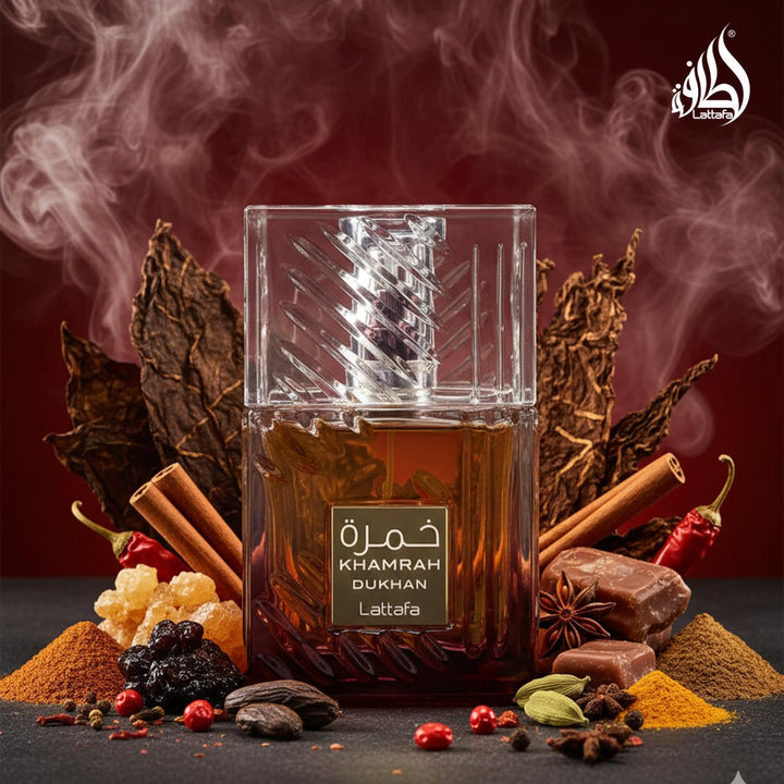 Lattafa Khamrah Dukhan EDP Unisex Warm Spicy Smoky Fragrance 3.4 Oz
