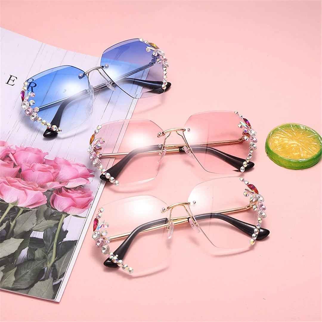 Willochra Square Crystal Sunglasses Women Shades Rimless