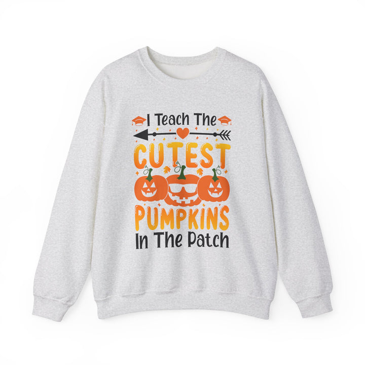 I Teach The Cutest Pumpkins In The Patch Halloween Teacher Sweatshirt Crewneck, Halloween Party Skeleton Ghost Lover Sweatshirt Men Women