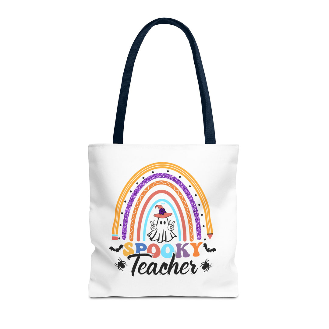 Spooky Teacher Rainbow Halloween Teacher Tote Bag, Halloween Party Pumpkin Ghost Witch Teaching Lover Tote Bag Gift For Men Women