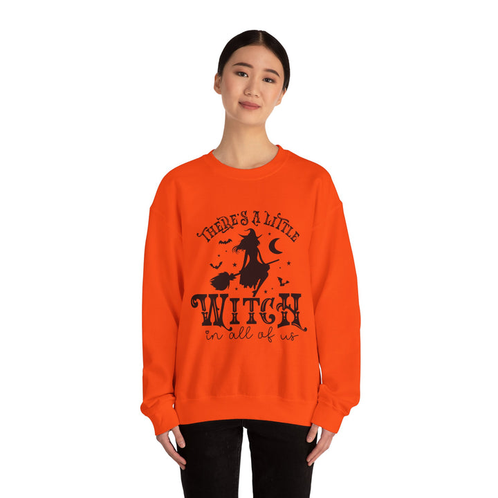 There's A Little Witch In All Of Us Halloween Sweatshirt Crewneck, Halloween Party Pumpkin Witch Lover Sweatshirt Gift For Girls Women