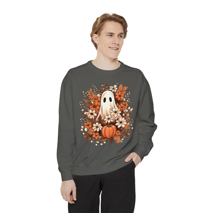 Floral Ghosts Halloween Sweatshirt Crewneck, Halloween Party Pumpkin Ghost Flowers Lover Sweatshirt Gift For Men Women