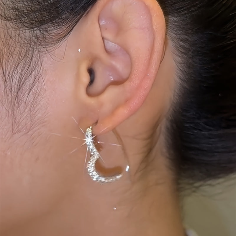 1 Pair Sparkling Heart-Shaped Earrings