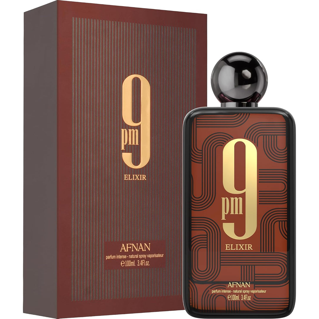 Afnan 9 PM Elixir Extrait De Parfum Unisex Long Lasting Sweet Spicy Fragrance 3.4 Oz