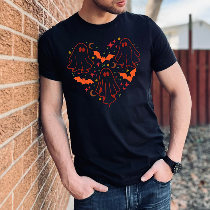 Ghosts Heart Halloween Tshirt, Halloween Party Pumpkin Scary Ghost Lover Shirt Gift For Men Women