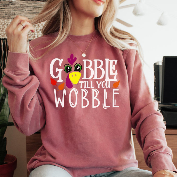 Gobble Till You Wobble Fall Thanksgiving Sweatshirt, Happy Thanksgiving Day Turkey Fall Autumn Lover Sweatshirt Gift For Men Women