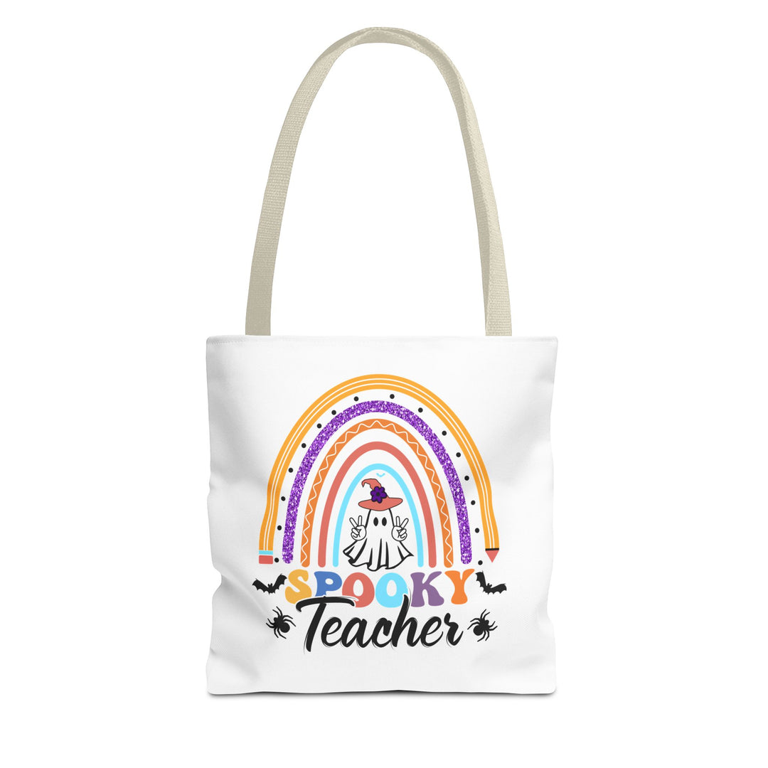 Spooky Teacher Rainbow Halloween Teacher Tote Bag, Halloween Party Pumpkin Ghost Witch Teaching Lover Tote Bag Gift For Men Women