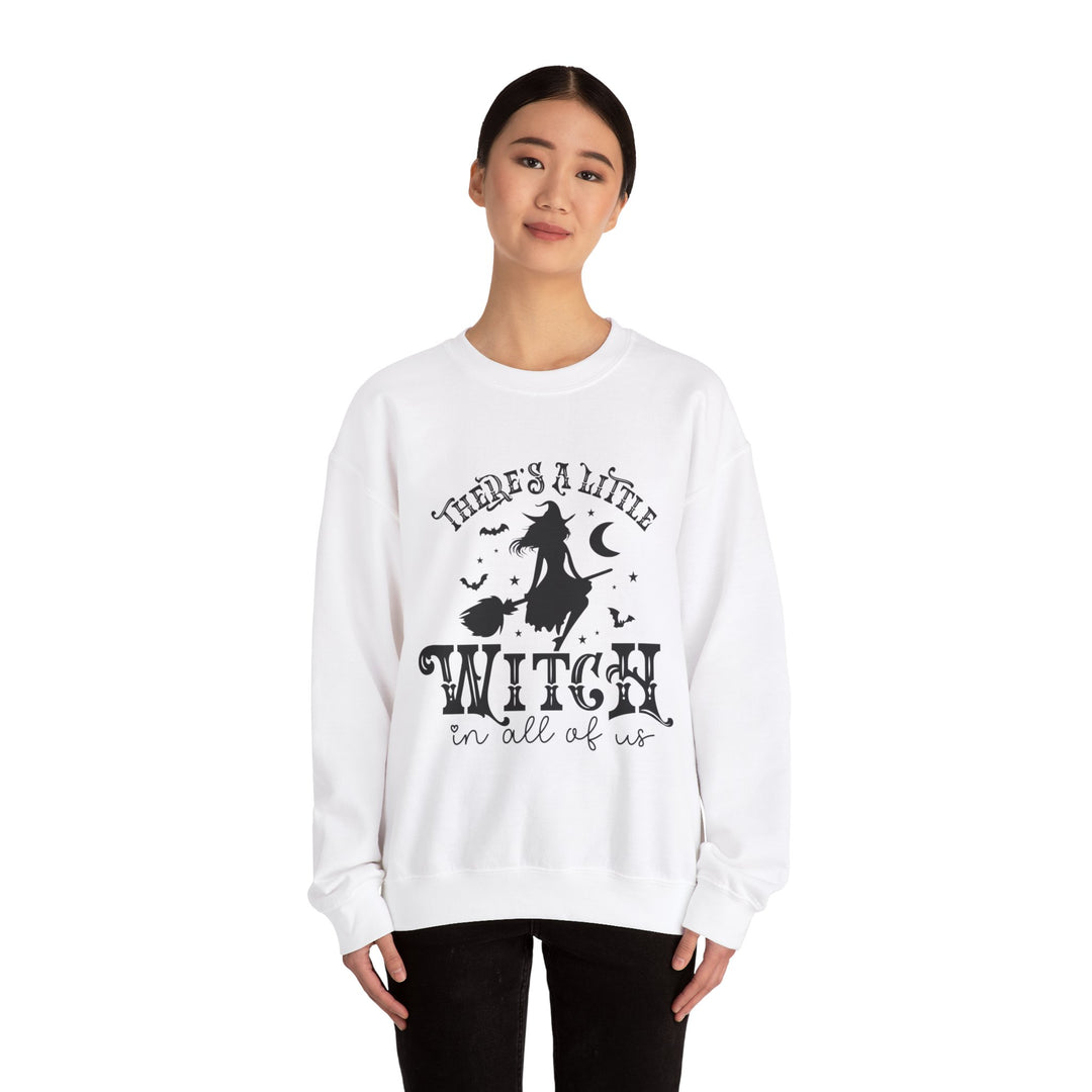 There's A Little Witch In All Of Us Halloween Sweatshirt Crewneck, Halloween Party Pumpkin Witch Lover Sweatshirt Gift For Girls Women