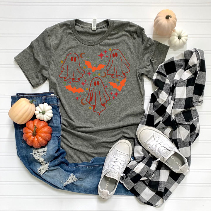 Ghosts Heart Halloween Tshirt, Halloween Party Pumpkin Scary Ghost Lover Shirt Gift For Men Women