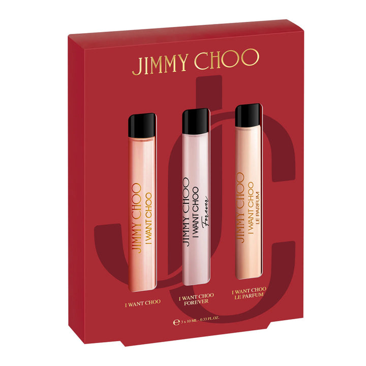 Jimmy Choo I Want Choo Mini Gift Set For Women Luxury Perfume Collection 3 Piece 0.33 Oz x 3