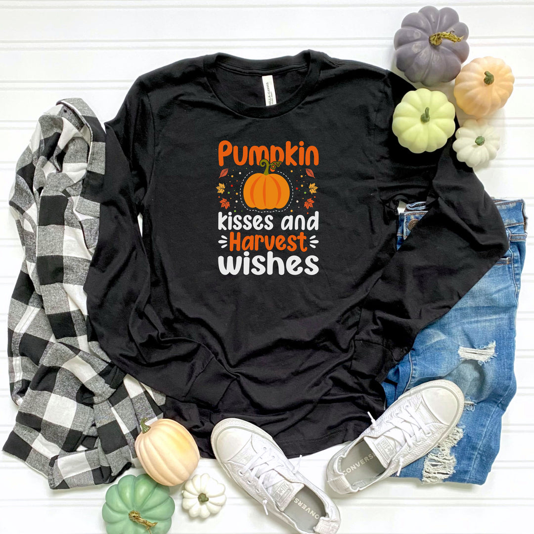 Pumpkin Kisses And Harvest Wishes Halloween Sweatshirt Crewneck, Halloween Party Pumpkin Ghost Lover Sweatshirt Gift For Men Women