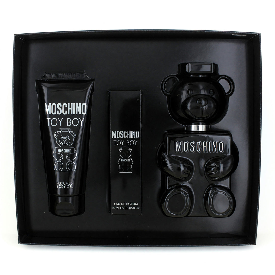 Moschino Toy Boy Gift Set For Men EDP Shower Gel Travel Spray 3 Piece 3.4 Oz