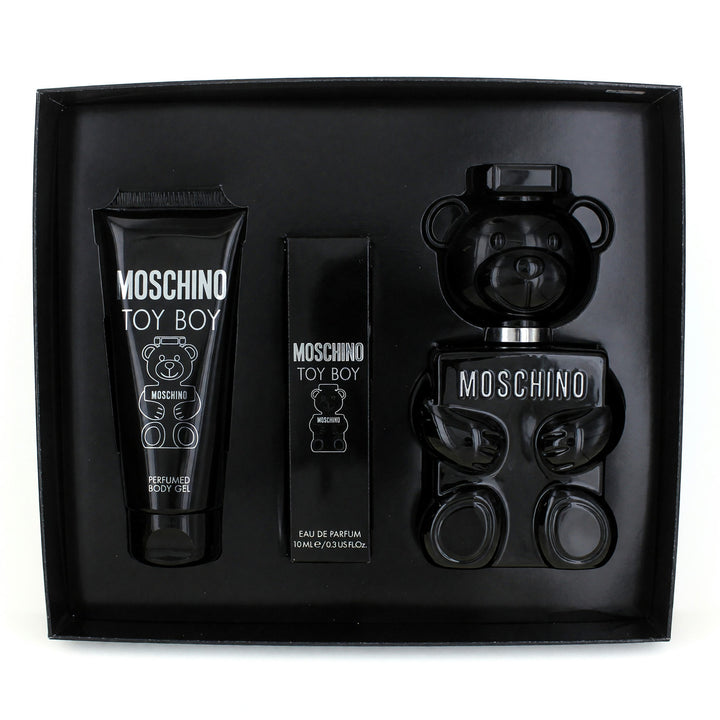 Moschino Toy Boy Gift Set For Men EDP Shower Gel Travel Spray 3 Piece 3.4 Oz