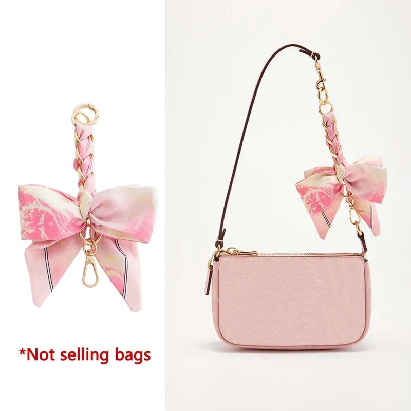 Fashionable Bow Scarf Chain Extension for Women’s Bags – Durable & Fade-Resistant Weaving