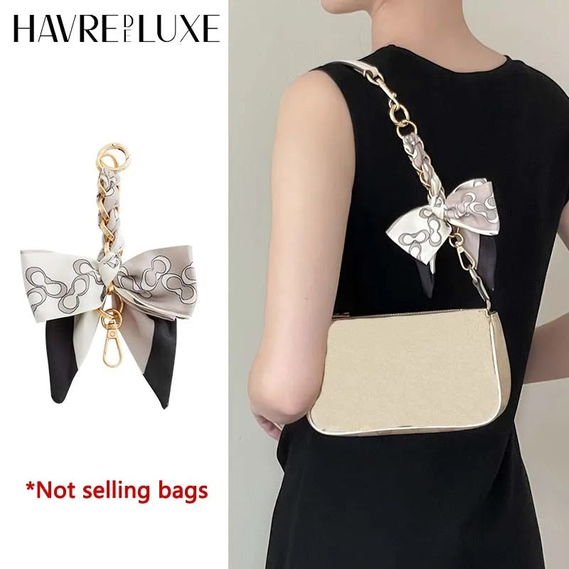 Fashionable Bow Scarf Chain Extension for Women’s Bags – Durable & Fade-Resistant Weaving