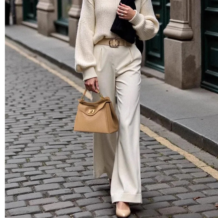 “JW PEI Lucia Lock Bag – Genuine Leather High-End Shoulder & Crossbody Handbag, Versatile Niche Fashion”