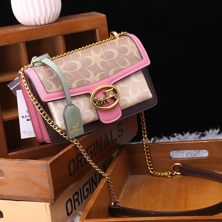 2025 New Light Luxury Women’s Color Contrast Shoulder Bag – High-End Designer Crossbody Small Square Purse